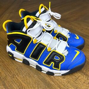 Nike Air More Uptempo Shoes Men 8 Blue Peace Love Basketball Sneakers DC1399-400